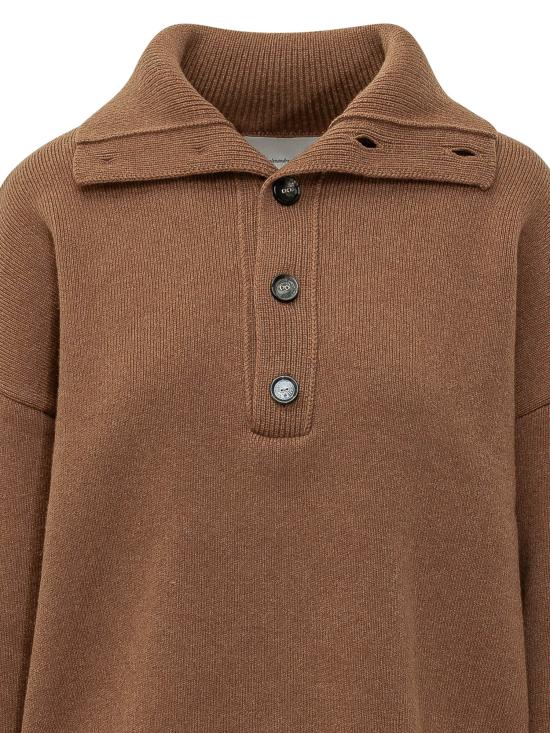 26FW 아미 브라운 하이 버튼 칼라 울 스웨터 UKS885KN0192 280 CAMEL - AMI