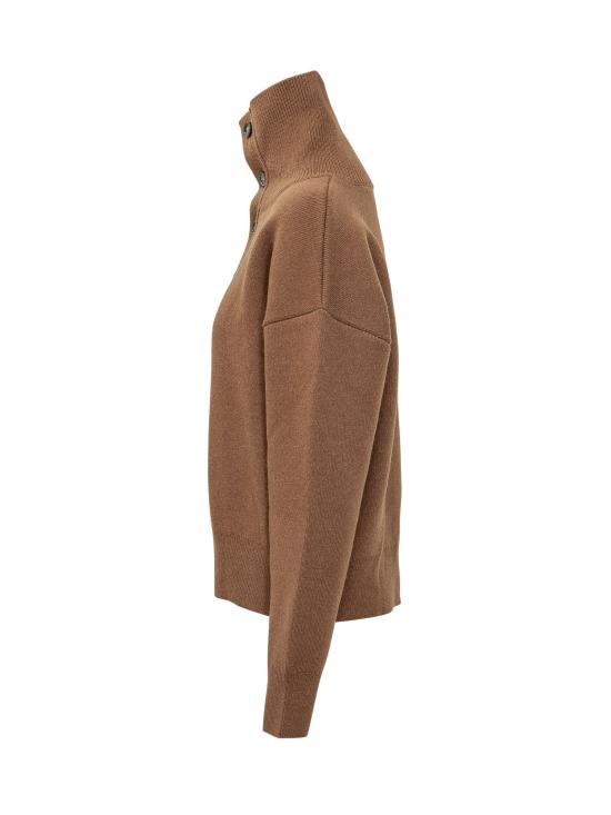 26FW 아미 브라운 하이 버튼 칼라 울 스웨터 UKS885KN0192 280 CAMEL - AMI