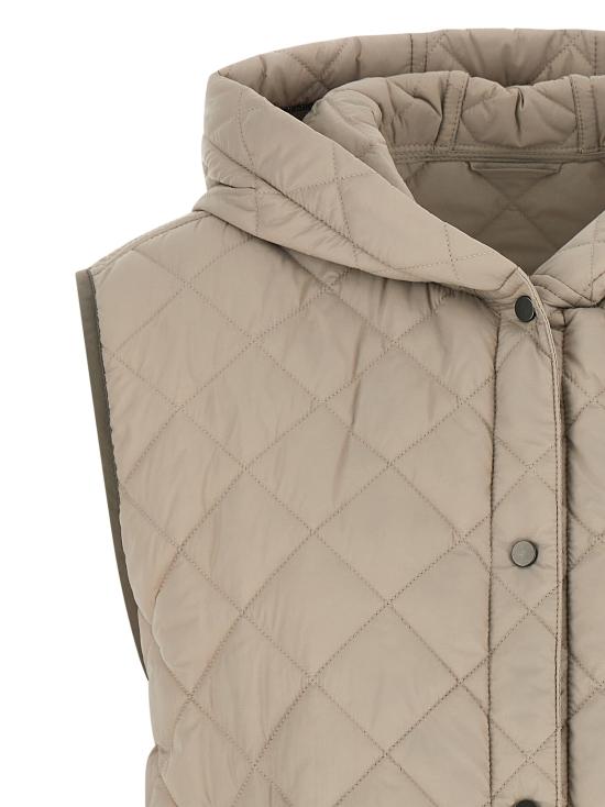 26FW 브루넬로 쿠치넬리 Thermore® 매트 나일론 퀼팅 후드 웨이스트코트 MR4057999PC2613 Beige - BRUNELLO CUCINELLI