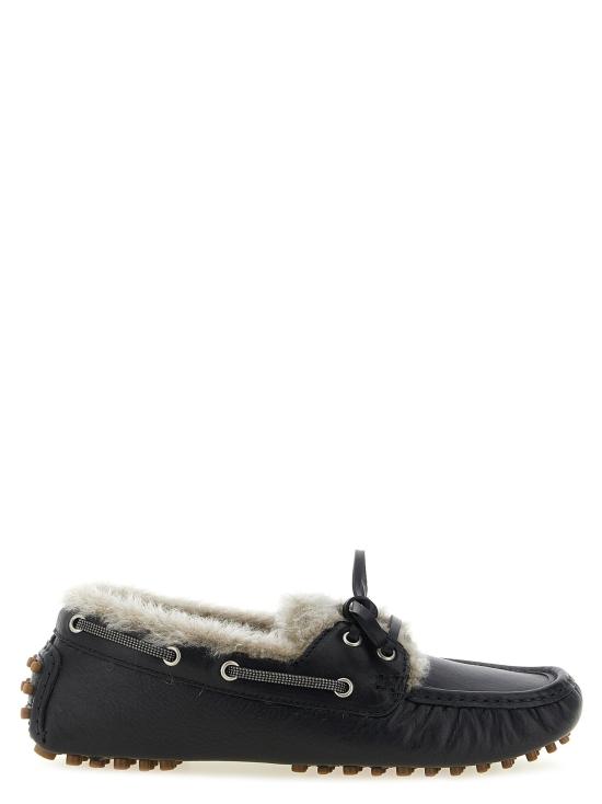  브루넬로 쿠치넬리 플랫 슈즈 LDMZSLG3392C101 BLACK