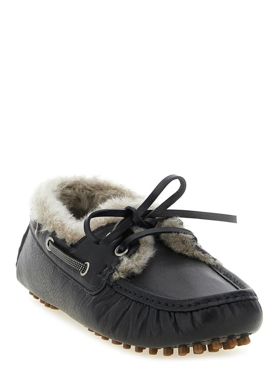  브루넬로 쿠치넬리 플랫 슈즈 LDMZSLG3392C101 BLACK - BRUNELLO CUCINELLI