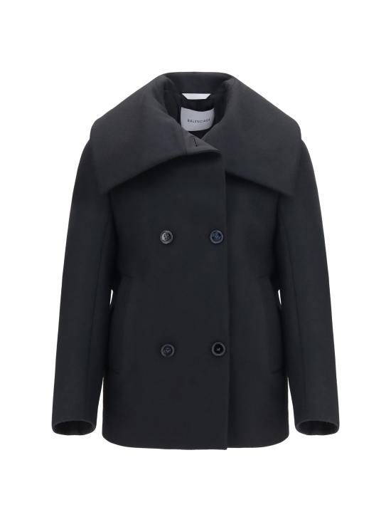 26FW 발렌시아가 하이 칼라 피코트 A009LRTW817 1000 BLACK