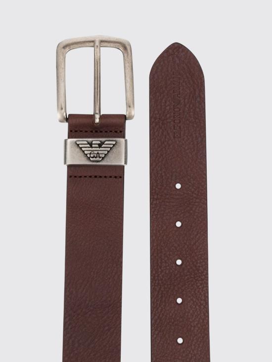 26FW 엠포리오 아르마니 로고 버클 가죽 벨트 Y4S201YDD6G 80005 Brown - EMPORIO ARMANI