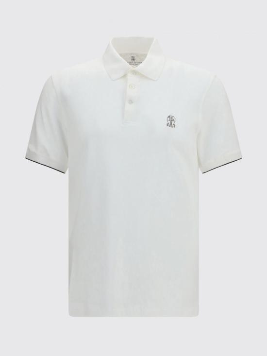 26FW 브루넬로 쿠치넬리 피케 폴로 셔츠 ME8548788 CJB65 White - BRUNELLO CUCINELLI