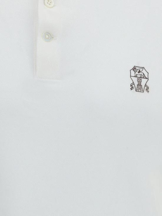 26FW 브루넬로 쿠치넬리 피케 폴로 셔츠 ME8548788 CJB65 White - BRUNELLO CUCINELLI