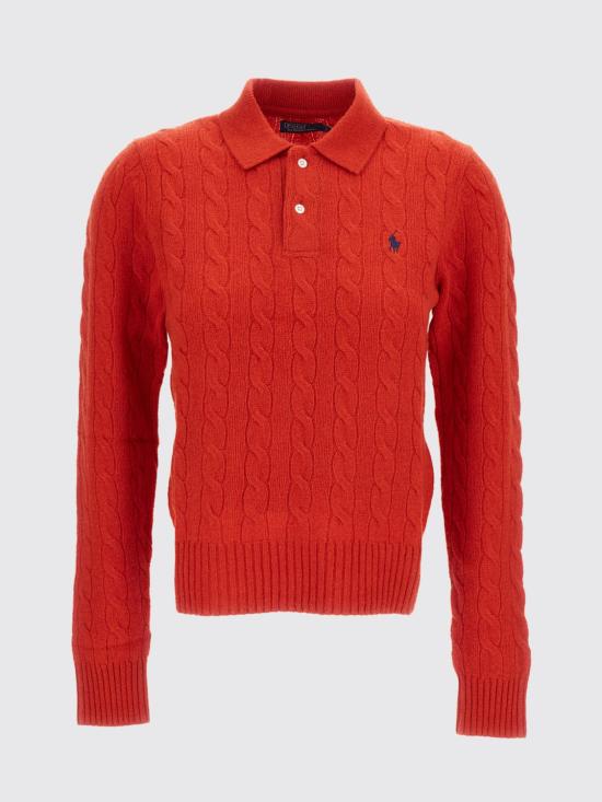 26FW 폴로 랄프로렌 케이블 폴로 니트 211972132 501 Red - POLO RALPH LAUREN