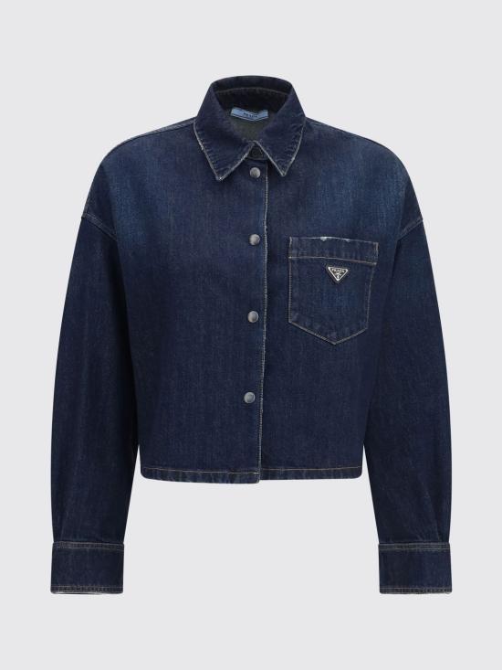 26FW 프라다 크롭드 데님 셔츠 자켓 GFC070SOOO19VI F0008 Blue