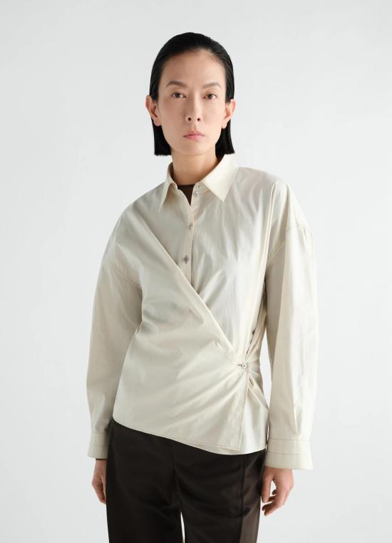 26FW 르메르 스트레이트 칼라 트위스트 셔츠 SH1141LF1500 WH048 LIGHT CREAM - LEMAIRE