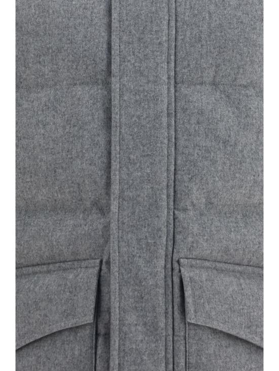26FW 브루넬로 쿠치넬리 본디드 울 플란넬 탈부착 후드 다운 자켓 MM4701823 CF427 GRIGIO CHIARO PIOMBO - BRUNELLO CUCINELLI