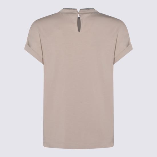 26FW 브루넬로 쿠치넬리 콘트라스트 트림 코튼 티셔츠 M0T18BD200 C8539 TALCO - BRUNELLO CUCINELLI