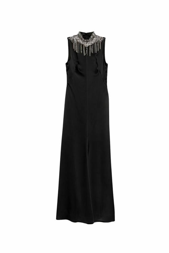 26FW 알렉산더 맥퀸 미디 원피스 854343QEAHL 1000 BLACK