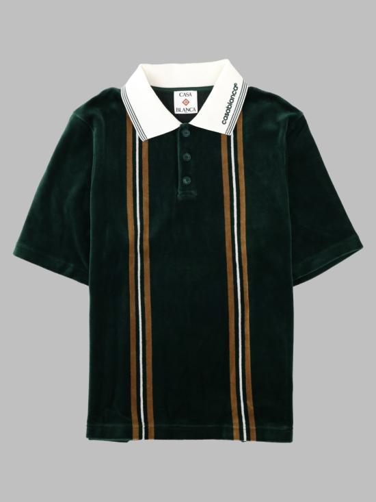 26FW 카사블랑카 폴로 티셔츠 M AW26 JTP 555 01GREEN BROWN OFF WHITE