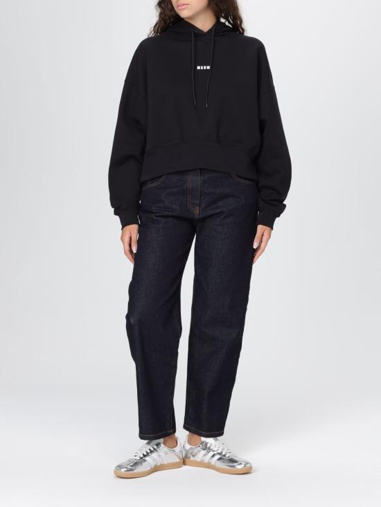 26FW 엠에스지엠 마이크로 로고 크롭 후드 티셔츠 2000MDM509 30000099 BLACK - MSGM