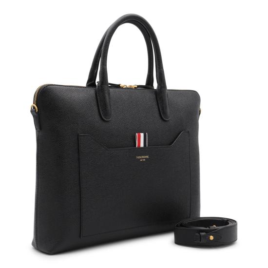 26FW 톰브라운 페블 그레인 레더 슬림 브리프케이스 MAG444A 00198001 BLACK - THOM BROWNE
