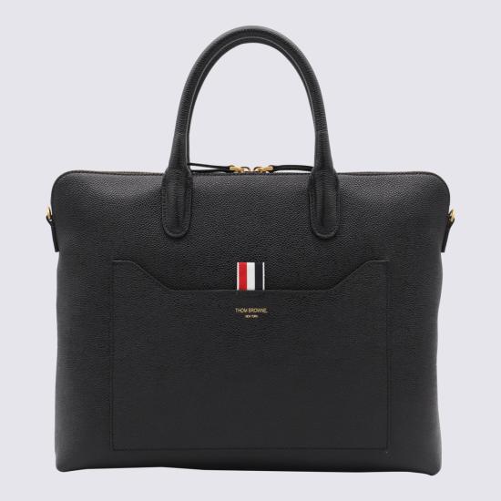 26FW 톰브라운 페블 그레인 레더 슬림 브리프케이스 MAG444A 00198001 BLACK - THOM BROWNE