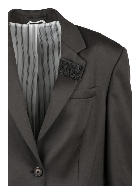 25FW 브루넬로 쿠치넬리 자켓 갈색 울 혼방 라운드 재킷 - BRUNELLO CUCINELLI