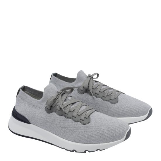 26FW 브루넬로 쿠치넬리 코튼 니트 세미 폴리쉬드 카프스킨 러너 MZUPMBO252 CB308 GREY - BRUNELLO CUCINELLI