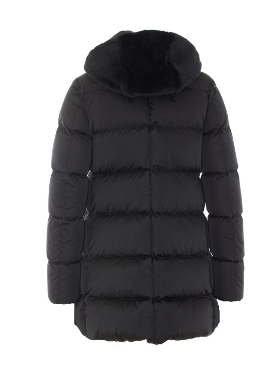 26FW 에르노 새틴 & 뉴 레이디 퍼 A셰이프 다운 자킷 PI001934D 12170Z9300 BLACK - HERNO