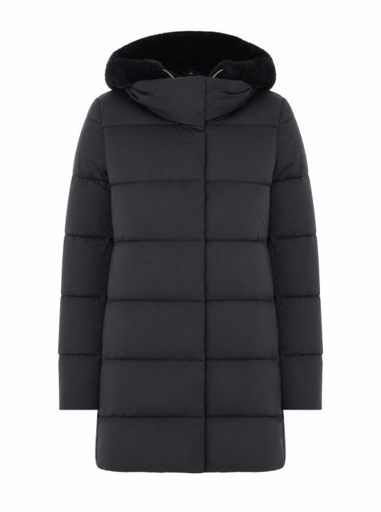 26FW 에르노 새틴 & 뉴 레이디 퍼 A셰이프 다운 자킷 PI001934D 12170Z9300 BLACK