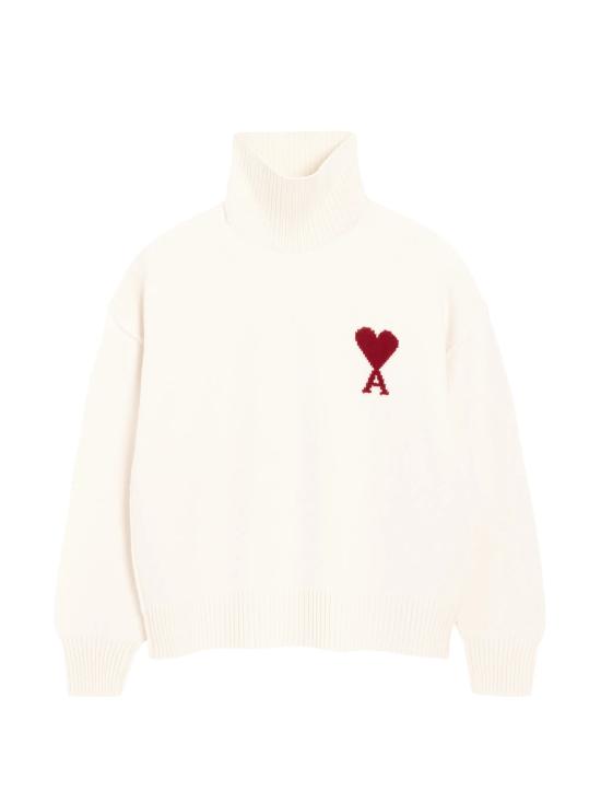26FW 아미 ADC 터틀넥 스웨터 UKS839 018154 OFF WHITE RED