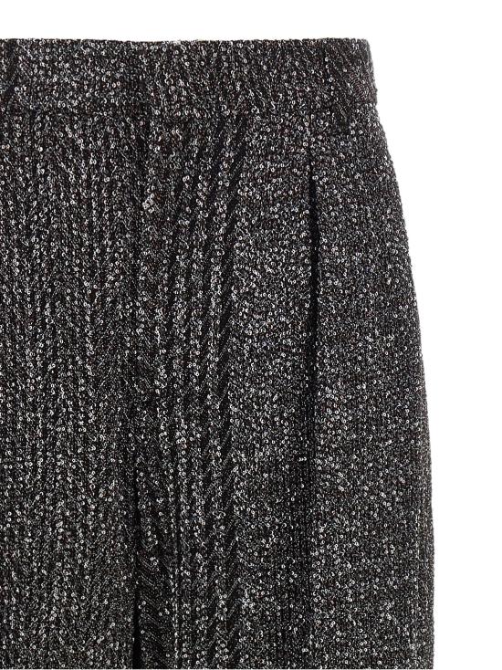 26FW 미소니 스트레이트 팬츠 라메와 스팽글 장식 블랙 팬츠 - MISSONI