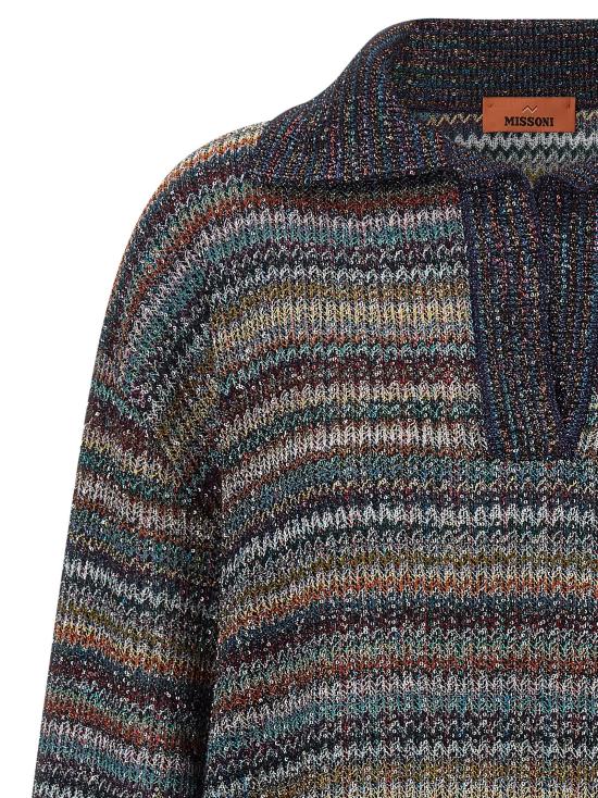 26FW 미소니 폴로 티셔츠 라메 얀 셔츠 폴로 멀티컬러 - MISSONI