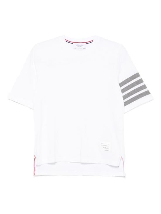26FW 톰브라운 저지 다이애그널 숏슬리브 티셔츠 FJS102G07862 100 WHITE