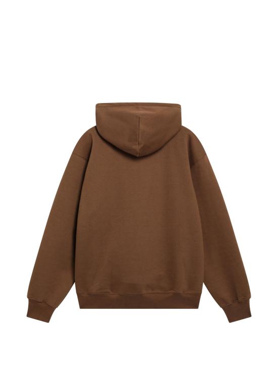 26FW 칼하트 WIP 로고 후드 티셔츠 I030547CO 3YYXX BROWN - CARHARTT WIP
