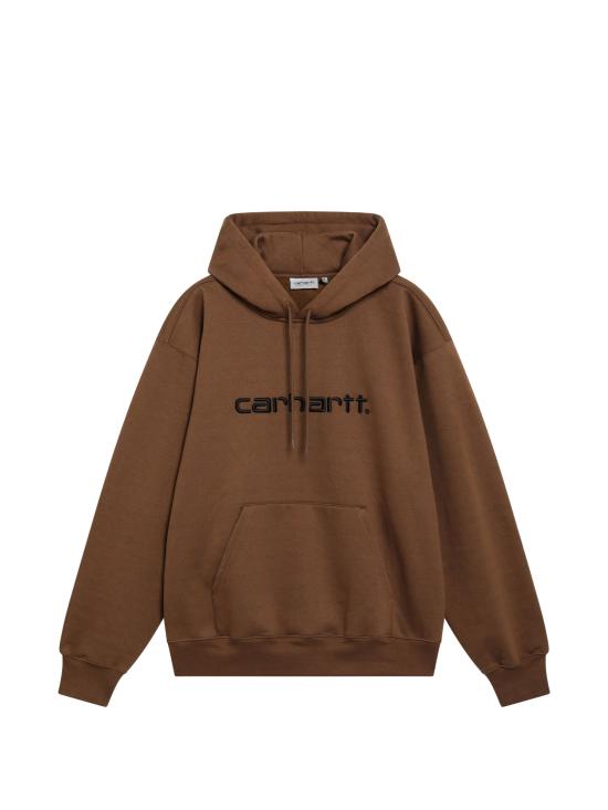 26FW 칼하트 WIP 로고 후드 티셔츠 I030547CO 3YYXX BROWN