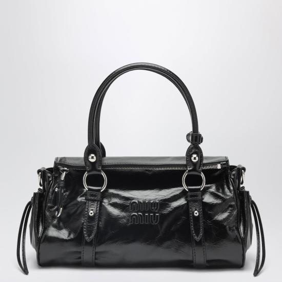 26FW 미우미우 글로시 레더 핸드백 5BA333OOO2A44 F0002 BLACK