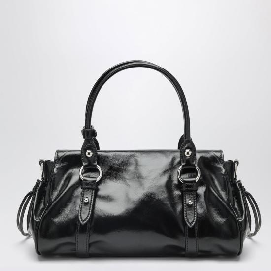 26FW 미우미우 글로시 레더 핸드백 5BA333OOO2A44 F0002 BLACK - MIU MIU