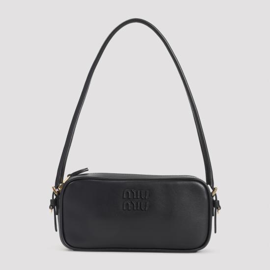 25FW 미우미우 레더 파우치 미우미우 5NE024AF8W F0002 BLACK - MIU MIU