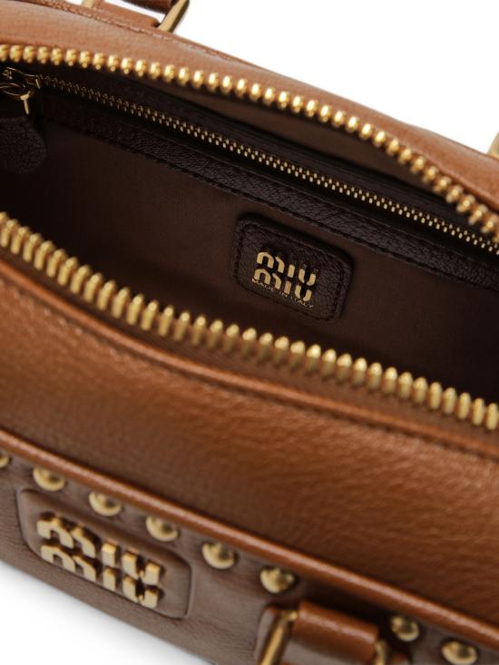 26FW 미우미우 아르카디 로고 토트백 5BB142OBO2ZSQ F0134 BROWN - MIU MIU