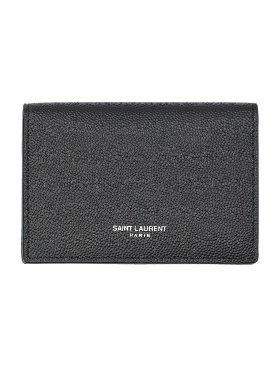 26FW 생로랑 그랑 드 뿌드르 텍스처 레더 클래식 파리 명함 케이스 469338BTY7N 1000 BLACK