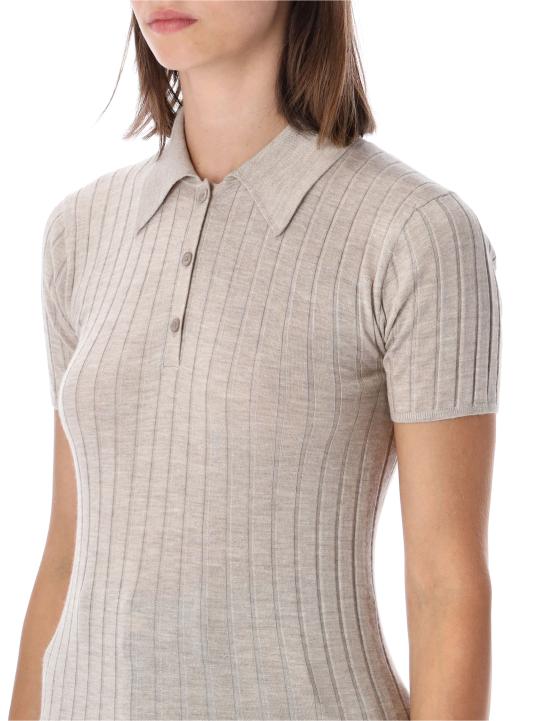 26FW 토템 리브드 캐시미어 실크 폴로 263WRT0835YA0293 031 OAT MELANGE - TOTEME