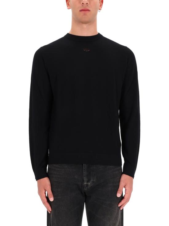 26FW 디젤 K 밸리엄 컷아웃 로고 울 점퍼 A174420DCCH 9XX BLACK