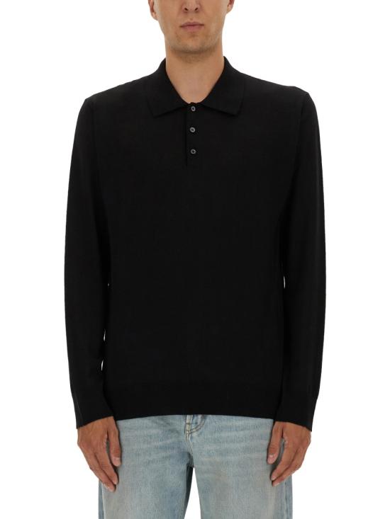 26FW 골든구스 메리노 울 롱 슬리브 폴로 셔츠 GMP01353P00104190100 BLACK