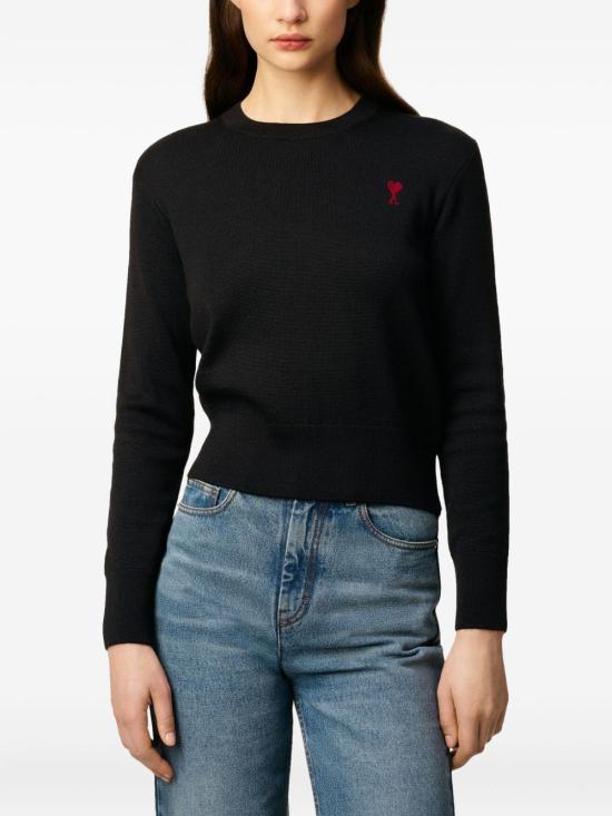 26FW 아미 ADC 자수 크루넥 스웨터 FKS826001009 NOIR ROUGE - AMI