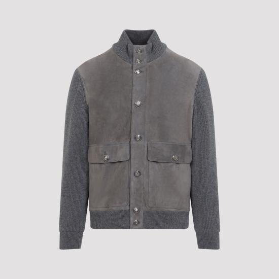 26FW 브루넬로 쿠치넬리 레더 봄버 자켓 MPCLF1955 CWP86 GREY - BRUNELLO CUCINELLI