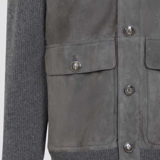 26FW 브루넬로 쿠치넬리 레더 봄버 자켓 MPCLF1955 CWP86 GREY - BRUNELLO CUCINELLI