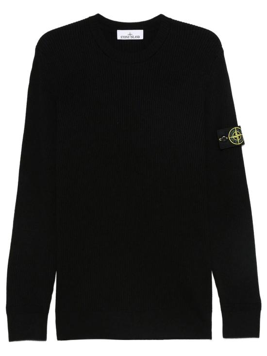 26FW 스톤 아일랜드 리브드 니트 로고 패치 스웨터 L2S155100053S00C2 V0029 BLACK