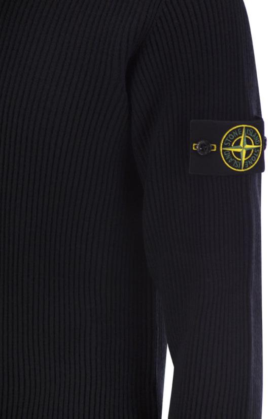 26FW 스톤 아일랜드 리브드 니트 로고 패치 스웨터 L2S155100053S00C2 V0020 BLUE - STONE ISLAND