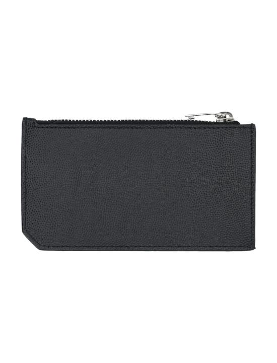 26FW 생로랑 그랑 드 뿌드르 엠보스드 레더 프라그망 지퍼 카드 케이스 609362BTY0N 1000 BLACK - SAINT LAURENT