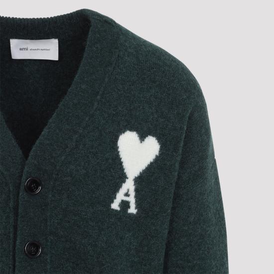 26FW 아미 빅 하트 로고 알파카 니트 가디건 UKC365KN0135 A279 DARK GREEN - AMI