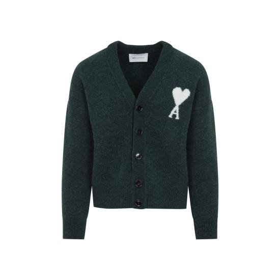 26FW 아미 빅 하트 로고 알파카 니트 가디건 UKC365KN0135 A279 DARK GREEN