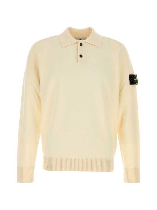 26FW 스톤 아일랜드 라이트 RWS 질롱 울 버튼 플래킷 루즈 핏 폴로 칼라 스웨터 L2S155100018S00B4 V0093 IVORY