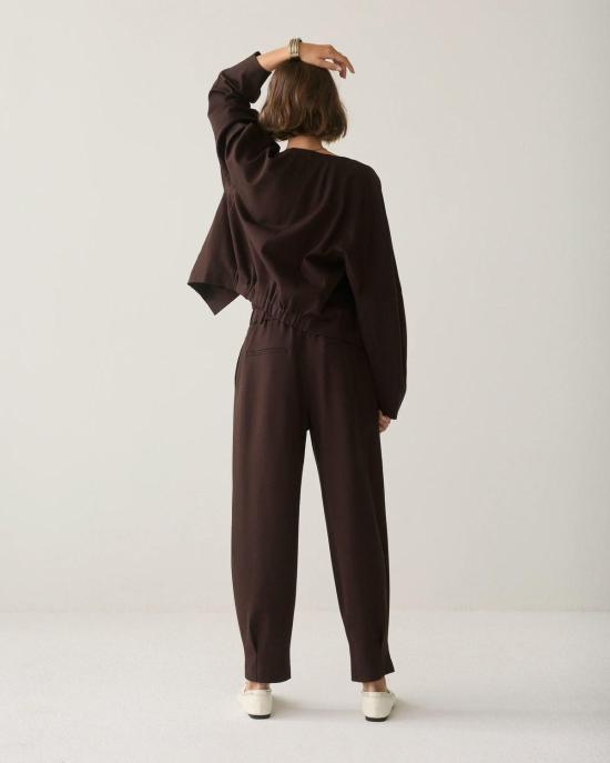  Summum 스트레이트 팬츠 Tapered Punto Milano 팬츠 초콜릿 브라운 - OTHER BRANDS