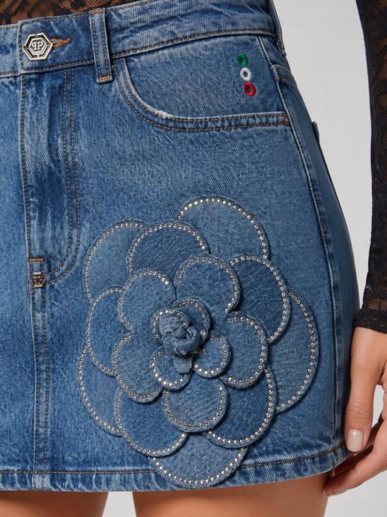 26FW 필립 플레인 스커트 FAFCWDV0257PDE004N 07LG Denim - PHILIPP PLEIN
