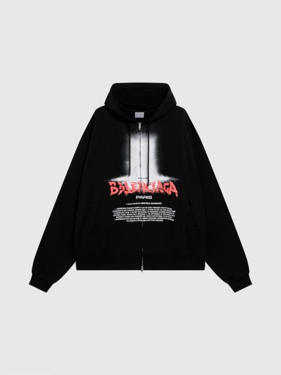 26FW 발렌시아가 더 도어 오버사이즈 집업 후디 850338TUVQ9 1000 Black - BALENCIAGA