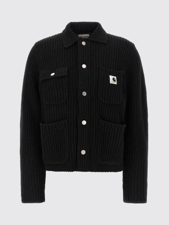 26FW 칼하트 WIP 로고 패치 골지 가디건 I035379 89XX Black - CARHARTT WIP